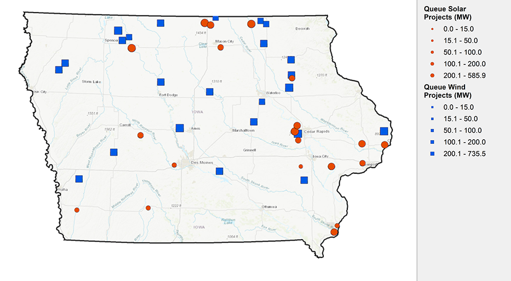 Wind and solar siting queue: Iowa