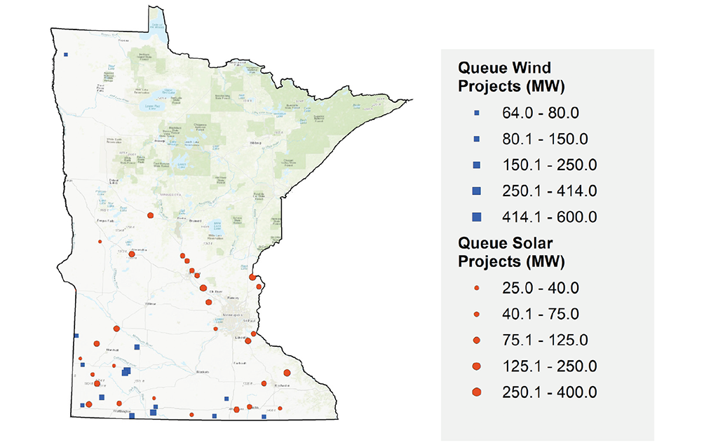 MISO Queue Wind and Solar Projects in Minnesota
